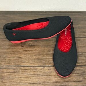 Vivaia Aria Walker Point Toe Flats Black Ruby‎ Red Women’s US Sz 10 / 42 EU